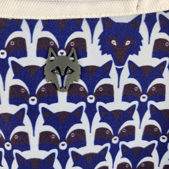 Greyson Shirt Mens XL Blue Geometric Wolf Graphic All Over Print Polo Chest Logo - Picture 7 of 10